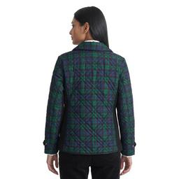 Petite Jones New York Long Plaid Diamond Quilted Jacket