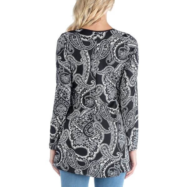 Plus Size 24/7 Comfort Apparel Long Sleeve Paisley Tunic Top