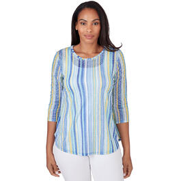 Womens Ruby Rd. Must Haves II Knit Candy Stripe Top
