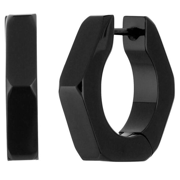 Mens Lynx Stainless Steel Black Ion Plating Stud Hoop Earring - image 