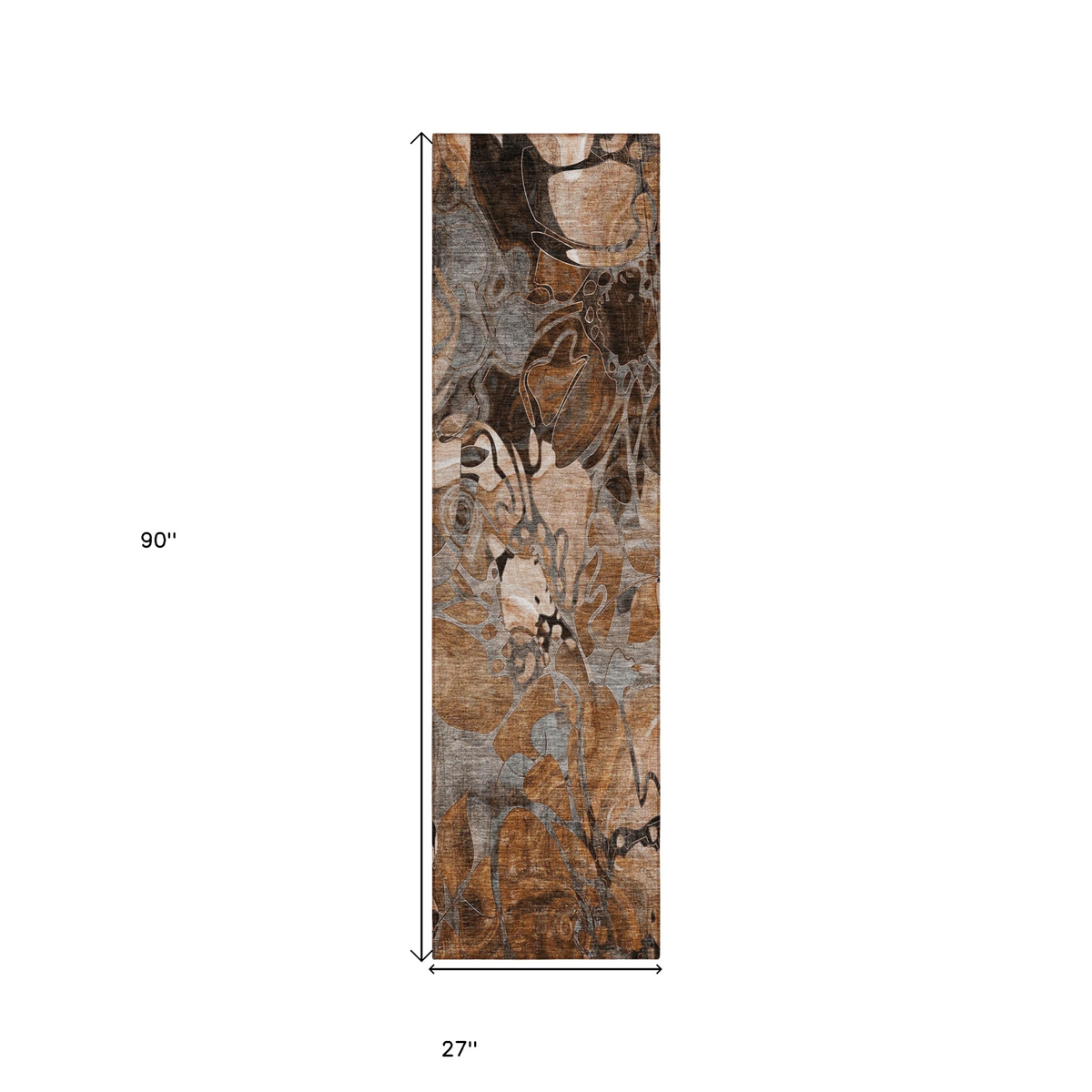 HomeRoots Chocolate Terracotta & Ivory Abstract Runner