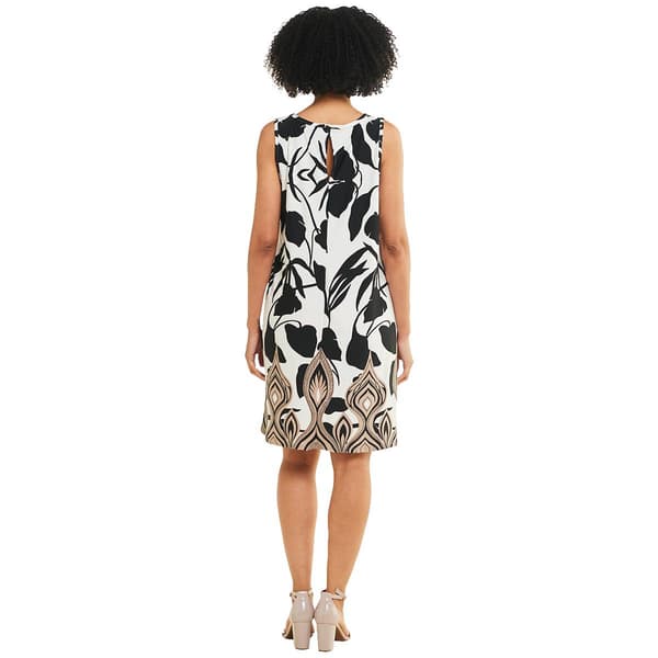 Womens MSK Sleeveless Floral Keyhole Back Shift Dress