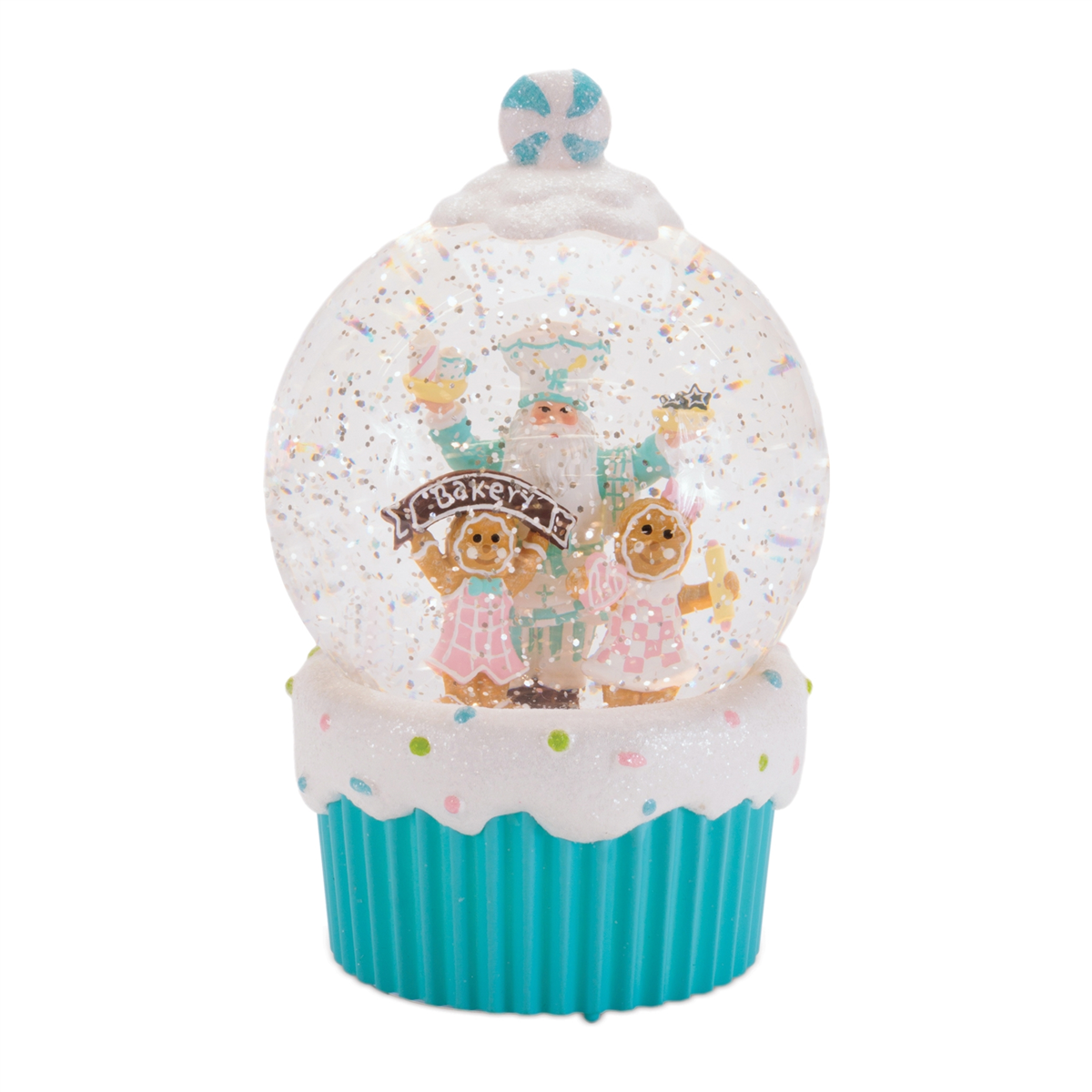 Melrose 7.5in. LED Santa & Gingerbread Bakery Snow Globe