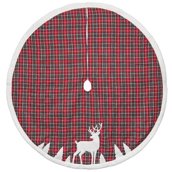 Dyno Seasonal 48in. Plaid Deer Applique Tree Skirt - image 