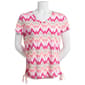 Petite Kiwi Fresh Short Sleeve Print V-Neck Ruched Top - image 1