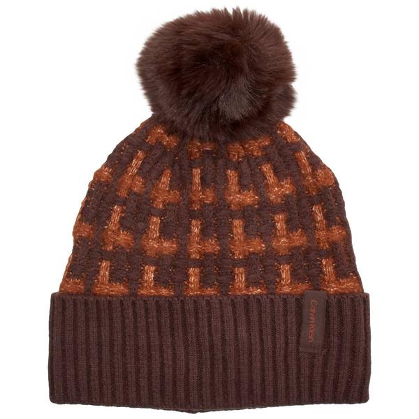 Womens Calvin Klein Grid Knit Pom Hat - image 