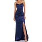 Juniors Emerald Sundae Satin Slit Sheath Dress with Pearl Straps - image 3
