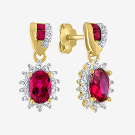 Gemstone Classics&#40;tm&#41; Lab Created Ruby & Sapphire Drop Earrings