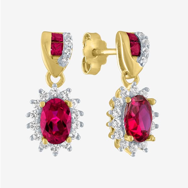 Gemstone Classics(tm) Lab Created Ruby & Sapphire Drop Earrings - image 