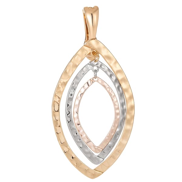 Wearable Art Tri-Tone Metal Marquis Enhancer Pendant - image 