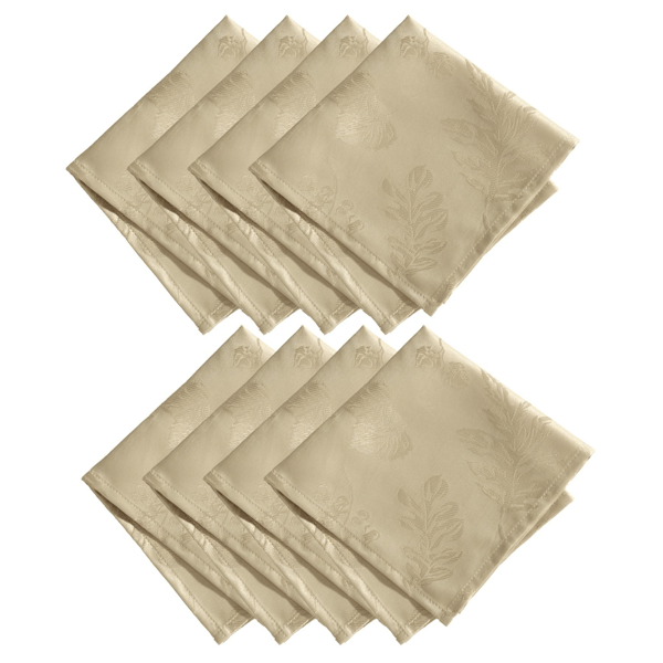 Threadmade Elegant Woven Leaves Jacquard Damask Napkins -Set of 8 - image 