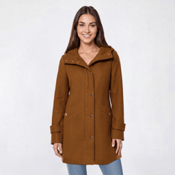 Womens Michael Kors Snap Front Coat with Hood