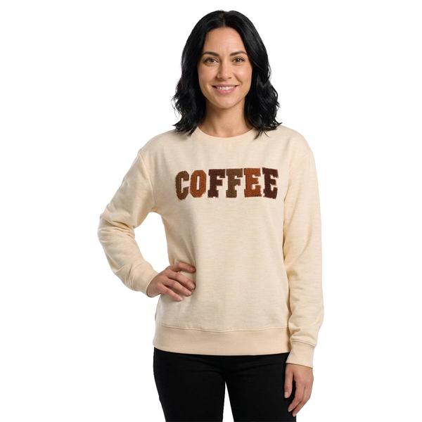 Womens Remi James Long Sleeve Sequin Coffee Sweatshirt - image 
