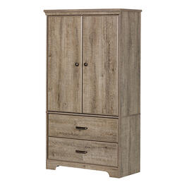 South Shore Versa 2 Door Weathered Oak Armoire with Drawers