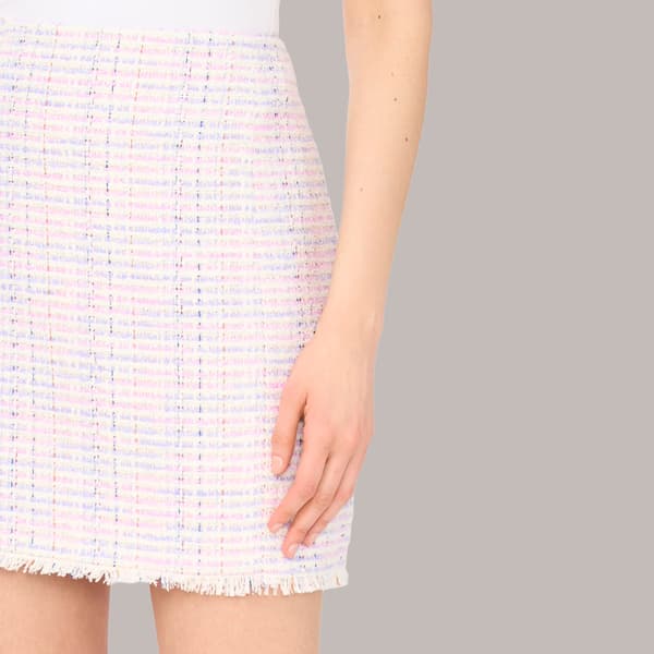 Womens Cece Tweed Frayed Hem Mini Slim Skirt