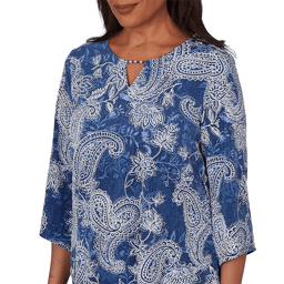 Womens Alfred Dunner Classics 3/4 Sleeve Paisley Blouse