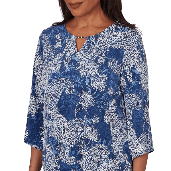 Womens Alfred Dunner Classics 3/4 Sleeve Paisley Blouse
