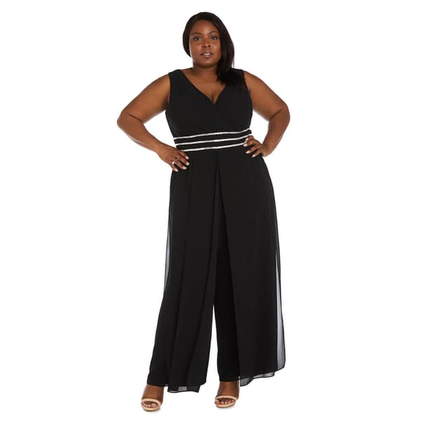 Plus Size R&M Richards Sleeveless Wrap Front Jumpsuit
