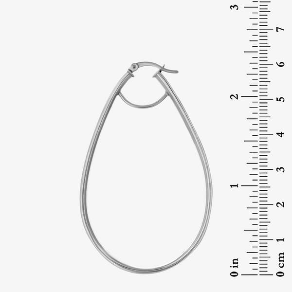 Forever New Sterling Silver Glitter Pear Shaped Hoop Earrings