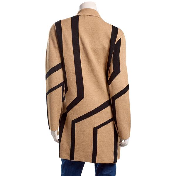 Womens Love Scarlett Open Front Abstract Notched Collar Cardigan