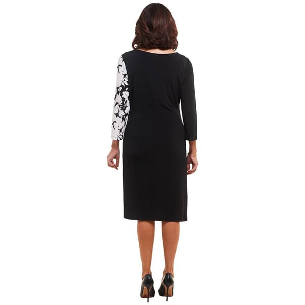 Petite Connected Apparel 3/4 Sleeve Flora Sheath Dress