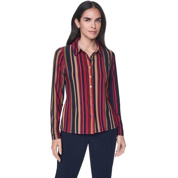 Womens Tommy Hilfiger Long Sleeve Button Front Multi Color Strip - image 