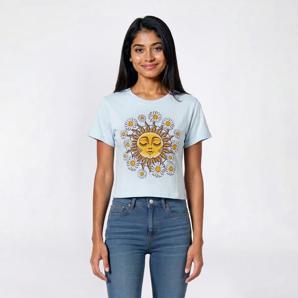Juniors Attitude Not Included Sunflower Energy Crop Tee - image 