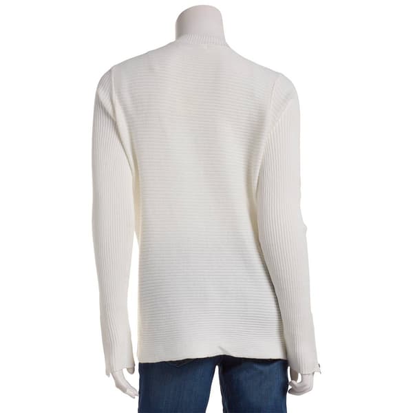 Womens Retrology Allover Rib Crew Neck Zipper Sleeve Sweater