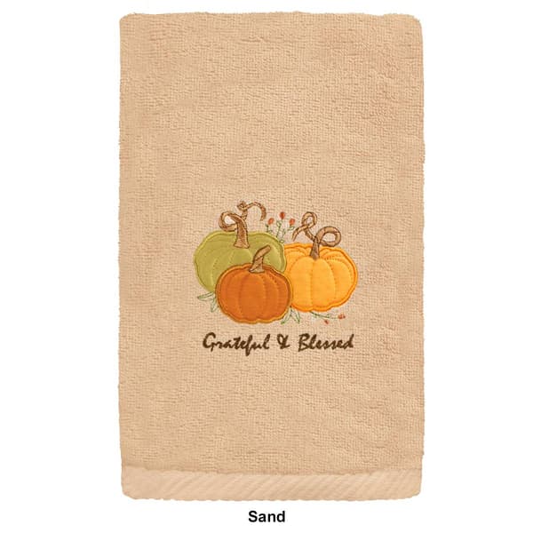 Linum Home Textiles Grateful &amp; Blessed Embroidered Hand Towel