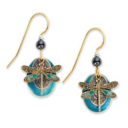 Silver Forest Two-Tone & Blue Dragonfly Dangle Earrings