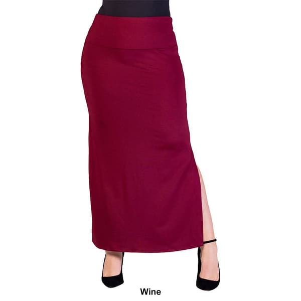 Plus Size 24/7 Comfort Apparel Versatile Side Slit Maxi Skirt