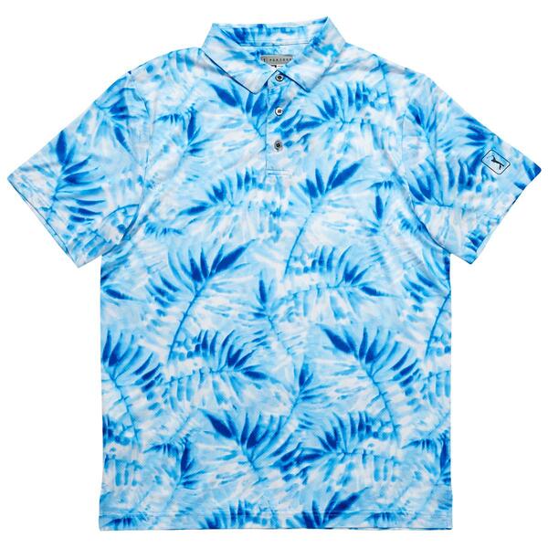 Mens PGA Tour&#40;R&#41; Tropical Leaf Short Sleeve Golf Polo - image 