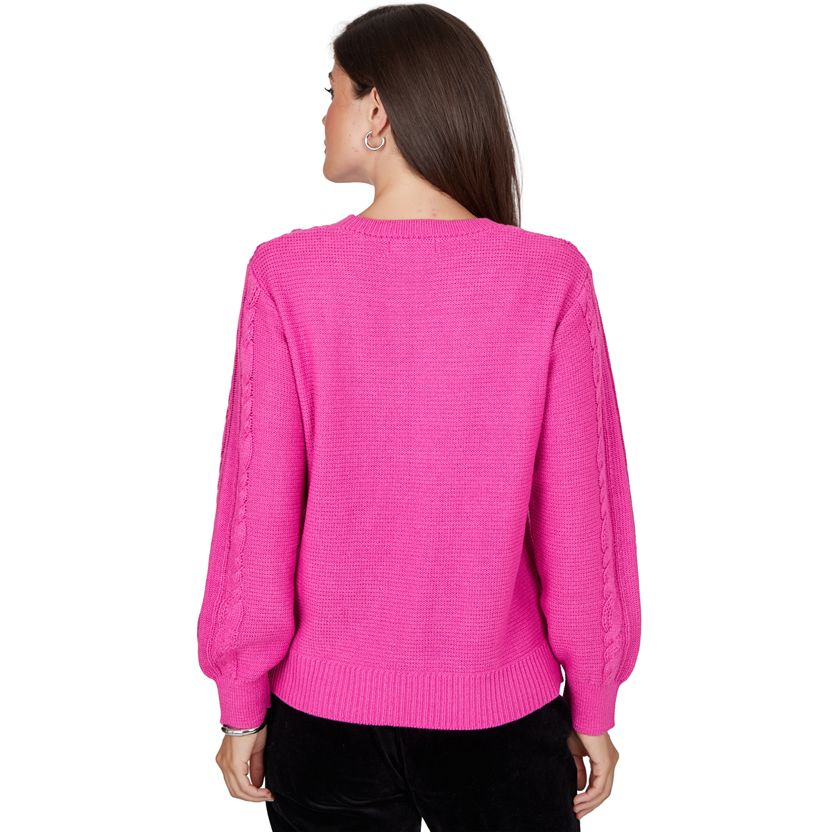 Petite Ruby Rd. Mysterious Romance Color Pop Cable Knit Sweater