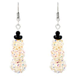 Silver Plated Snowman Ball Drop Earrings