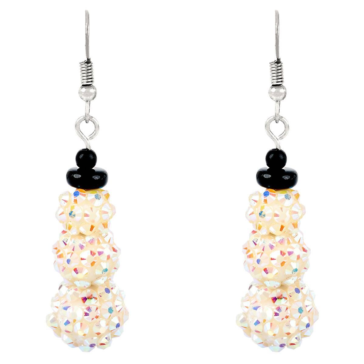 Silver Plated Snowman Ball Drop Earrings