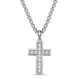 Mens Lynx 1/3ctw. Lab-Grown Diamond Cross Pendant Necklace