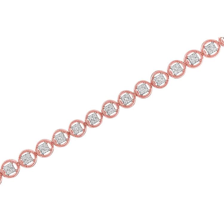 Haus of Brilliance 14kt. Rose Gold Plated Diamond Tennis Bracelet
