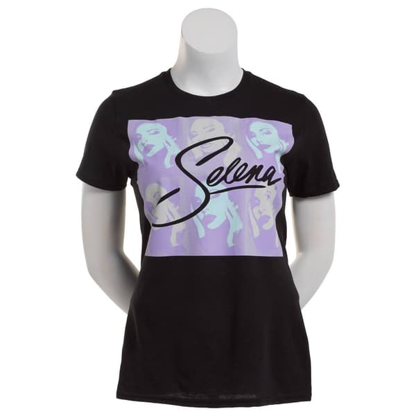 Juniors Short Sleeve Selena Faces Boyfriend Graphic Tee - image 