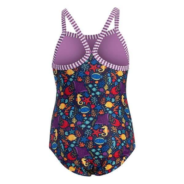 Toddler Girls Dolfin® Little Fish Criss-Cross One Piece Swimsuit