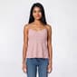 Juniors Pink Rose V-Neck Babydoll Camisole with Lace - image 3