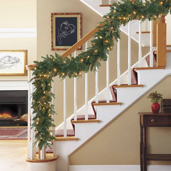 Puleo International 9ft. Pre-Lit Balsam Fir Garland