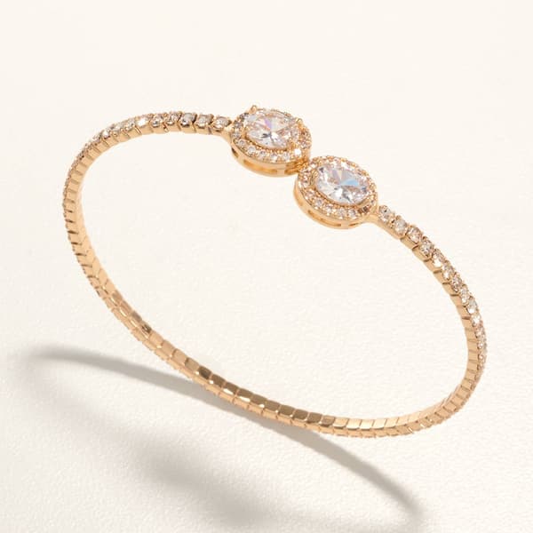 Rosa Rhinestones Gold-Tone Oval Ends Cuff Bracelet - image 