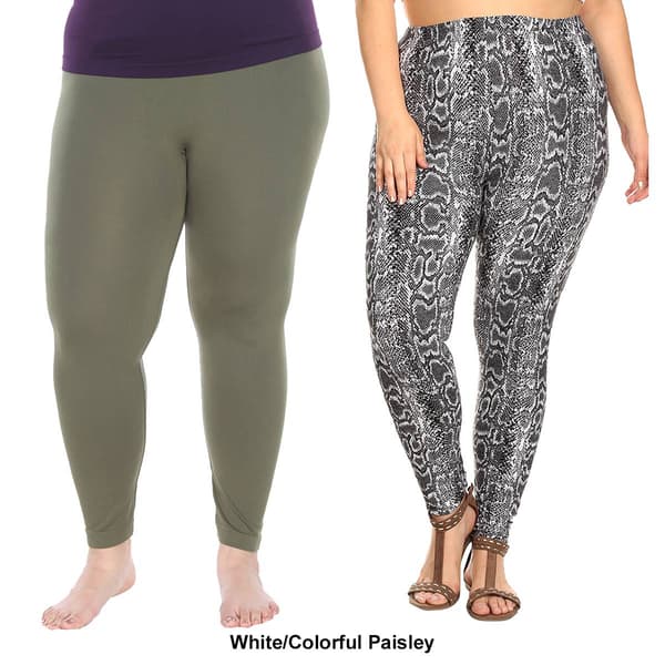 Plus Size White Mark 2pk. Mixed Leggings