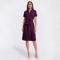 Womens Sharagano Solid Short Sleeve Crepe Pleated Shirtdress - image 1