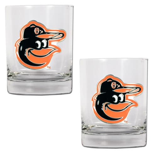 MLB Baltimore Orioles 2pc. Rocks Glass Set