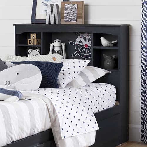 South Shore Aviron Twin Bookcase Headboard-Blueberry