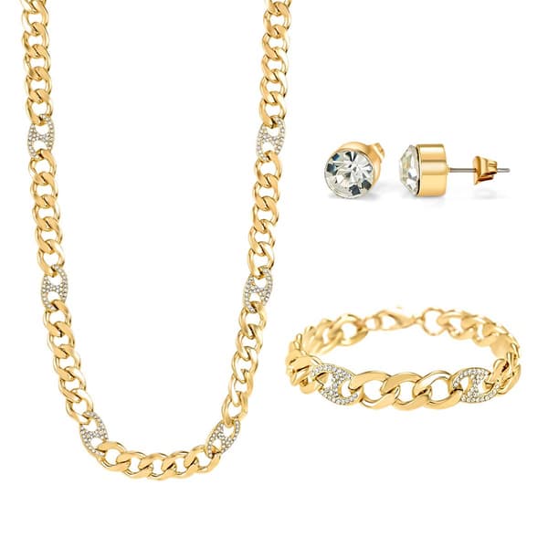 Mens American Exchange Curb Link Necklace/Bracelet/Earrings Set
