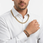 Mens Iron Saints 8.5mm Cuban Link Two-Tone Necklace Bracelet Set - image 4