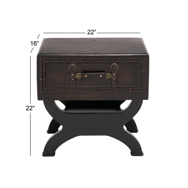 9th & Pike&#174; Wood and Faux Leather Traditional Accent Table