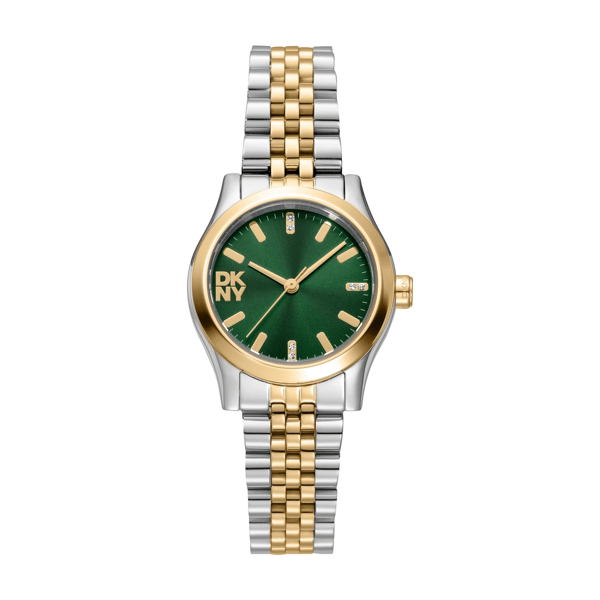 Womens DKNY Essentials Green Dial Two-Tone Watch - DK1L156M0095 - image 